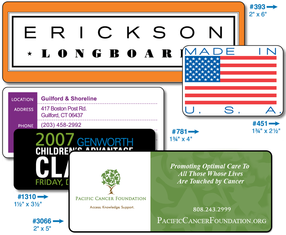 Round Corner Labels Sample Sizes and Shapes - Group Eight