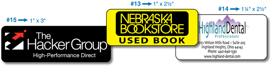 Round Corner Labels Sample Sizes and Shapes - Group One