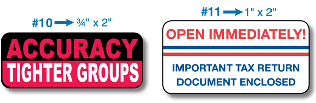 Round Corner Labels Sample Sizes and Shapes - Group Two