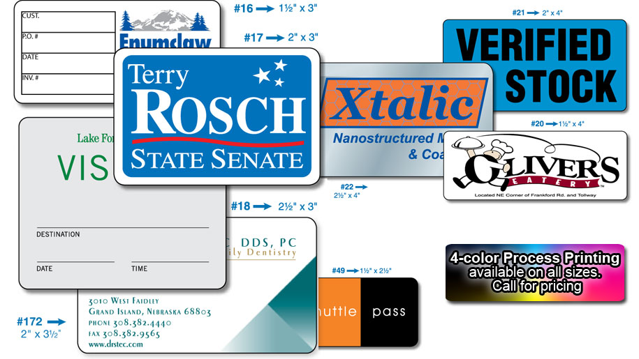 Round Corner Labels Sample Sizes and Shapes - Group Seven